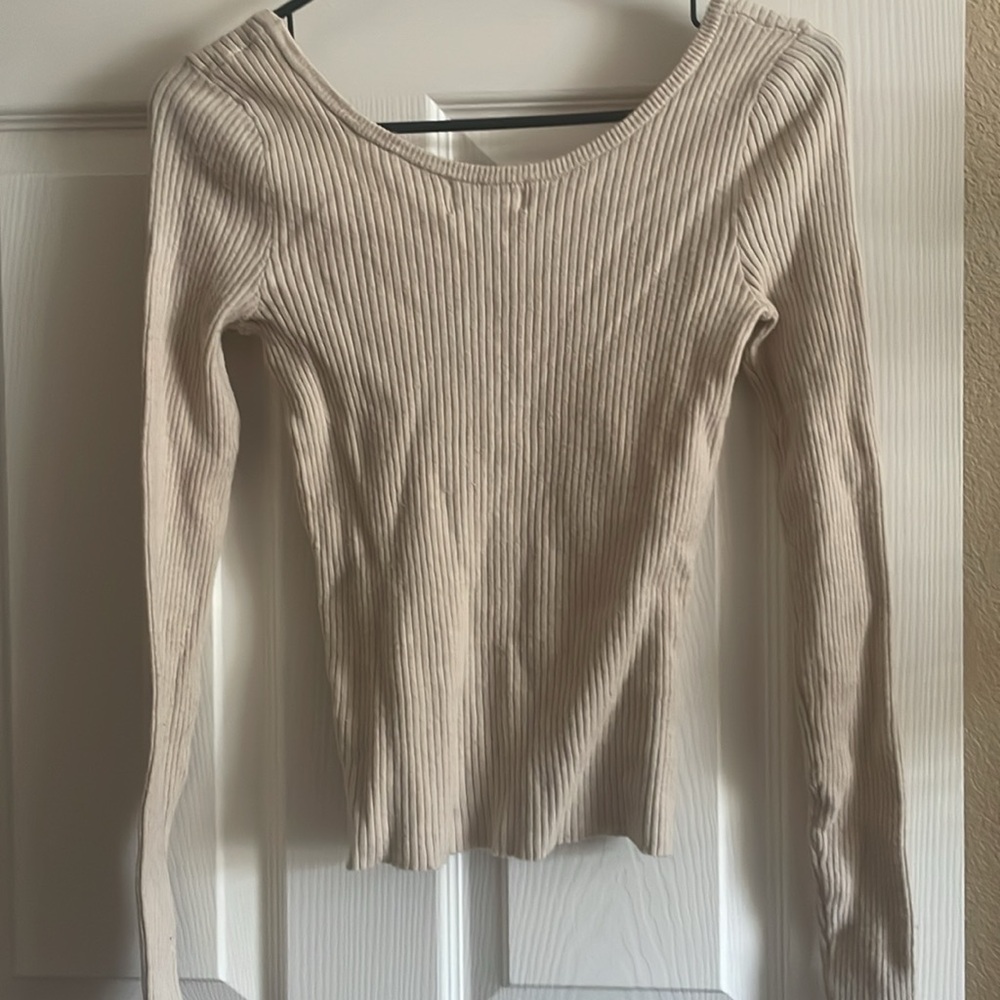 Universal Thread Women's Beige Ribbed Sweater - Picture 5 of 5